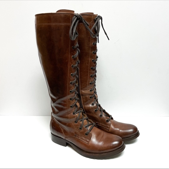 Frye Shoes | Frye Melissa Tall Lace Up Brown Leather Combat Boots Size 6.5 | Color: Black/Brown | Size: 6.5 | Matthew_Opal's Closet